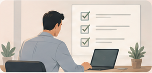 A business owner working through an implementation checklist